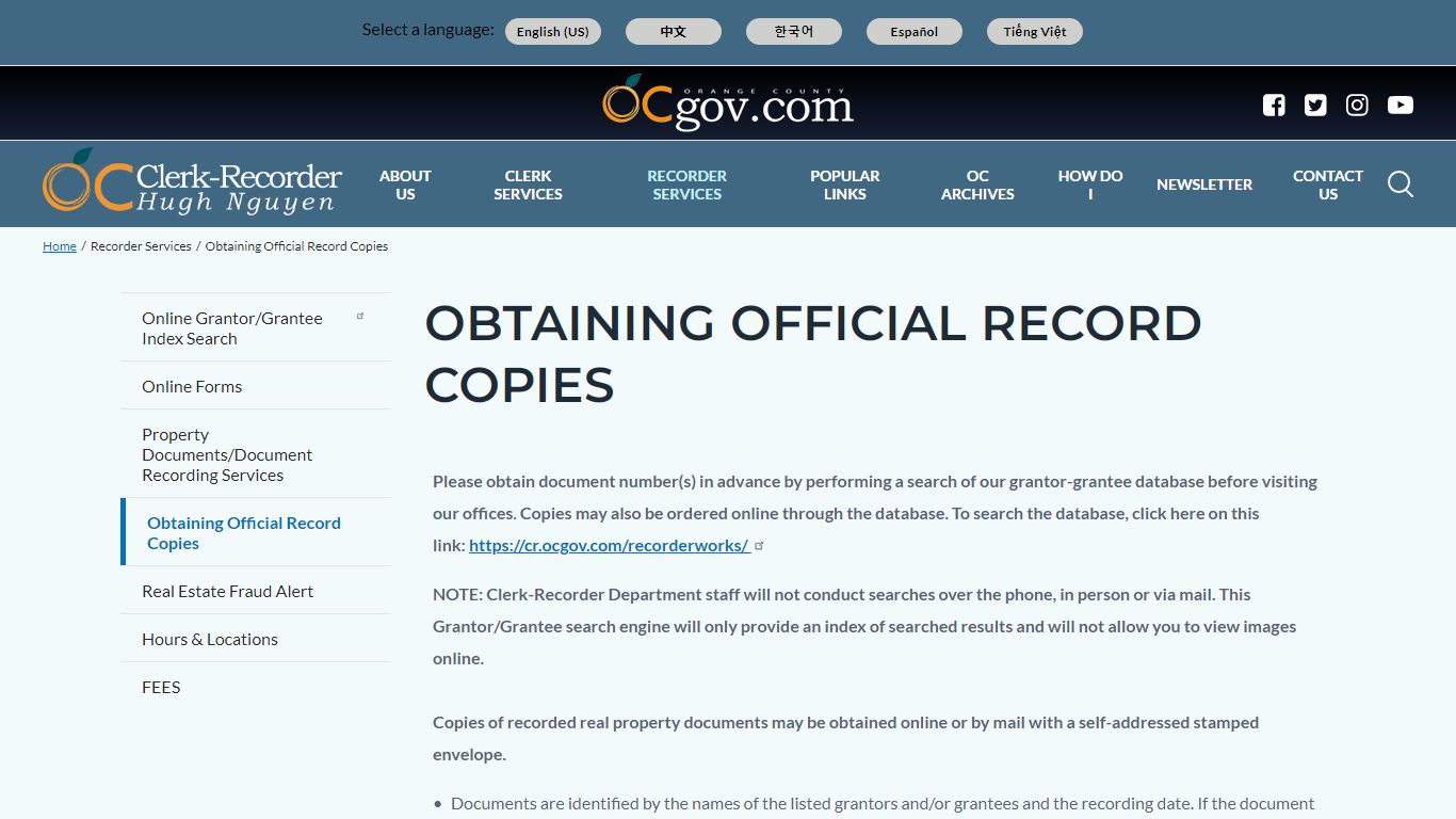 Obtaining Official Record Copies | OC Clerk Recorder Department